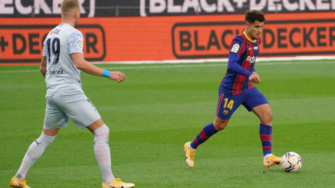 Coutinho, en uno de los escasos encuentros que ha disputado este año con la camiseta del Barça. 