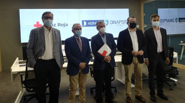 Antonio Pérez, alcalde de Benidorm; Rafael Gandía, presidente autonómico de Cruz Roja; Jordi Azorín, director general de Hidraqua; Javier Díez, director general de Aguas de Alicante