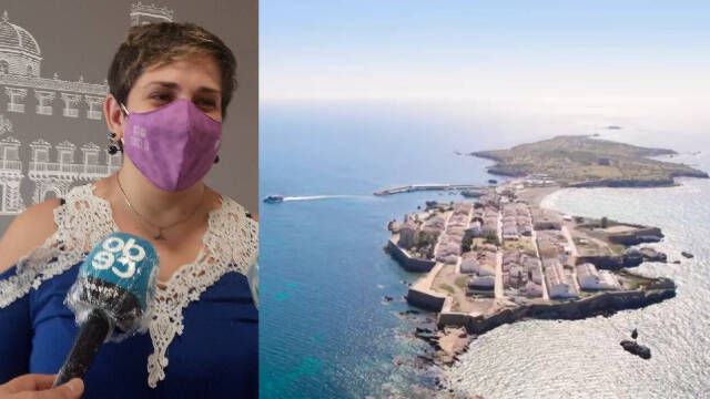 Vanessa Romero, concejala de Unidas Podemos en Alicante / vista aérea de la isla de Tabarca