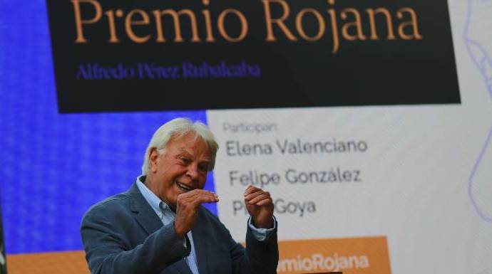 El expresidente, en un reciente acto de homenaje a Rubalcaba.