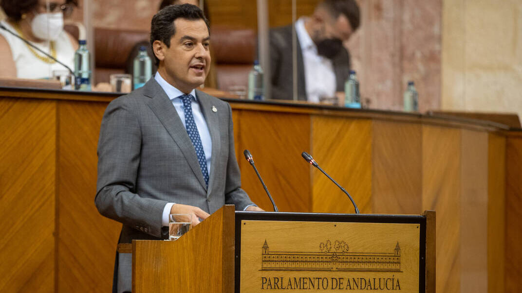 El presidente Juanma Moreno, en el debate parlamentario.