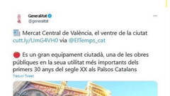 El tuit de los ‘Països Catalans’ de la Generalitat incendia la política valenciana