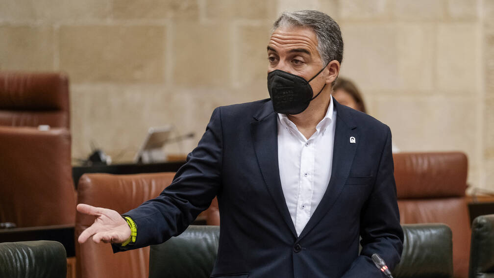 El portavoz del Gobierno de la Junta de Andalucía, Elías Bendodo, en el Parlamento.