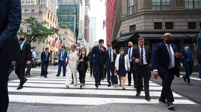 Sánchez paseando la pasada semana por las calles de Nueva York.