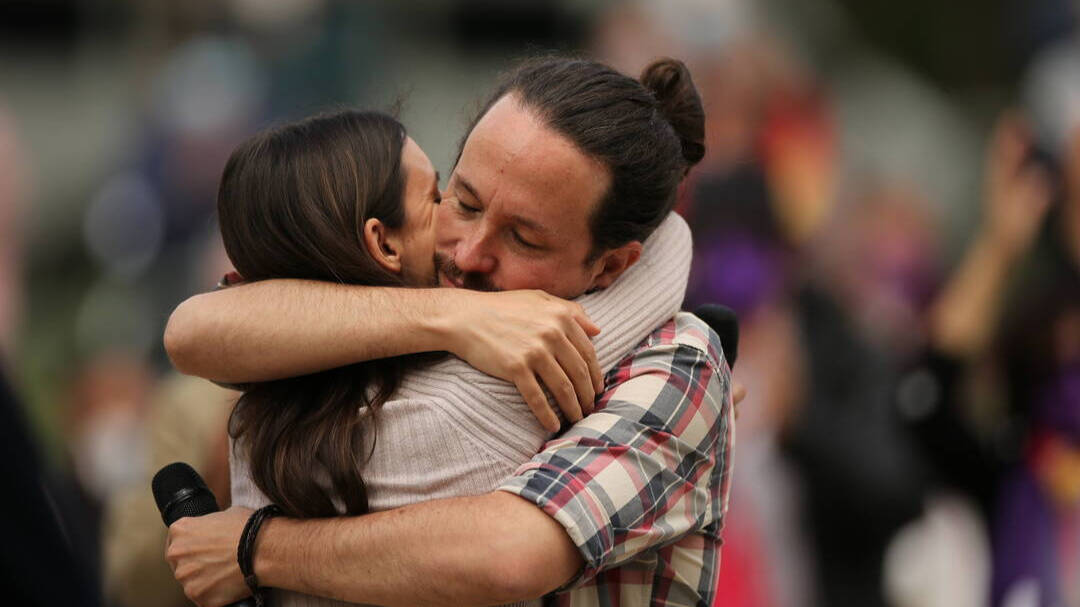 Pablo Iglesias e Irene Montero el pasado 30 de abril en la campaña madrileña