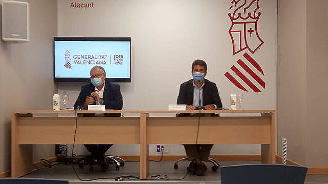 Carlos Mazón y Toni Such durante la comparecencia en Alicante