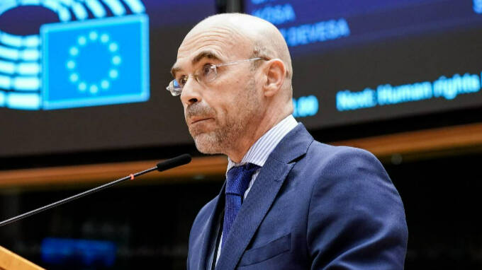 El eurodiputado de VOX, Jorge Buxadé, en el Parlamento Europeo