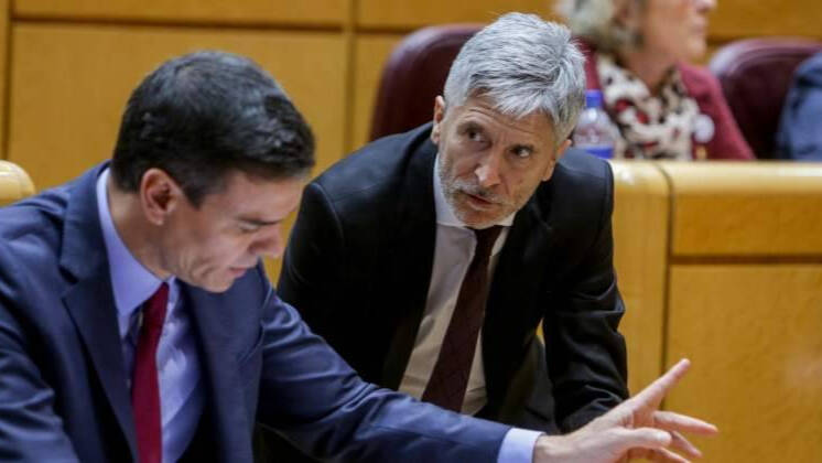 Sánchez y Grande-Marlaska en el Senado.