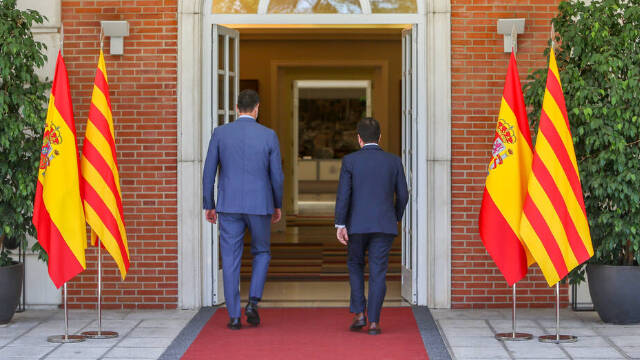 Pedro Sánchez y Pere Aragonés en el Palacio de la Moncloa / Ricardo Rubio / Europa Press