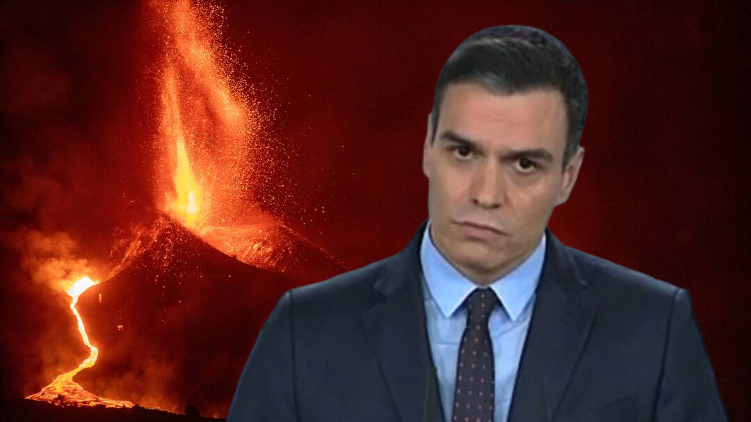 El presidente Sánchez, ante el volcán