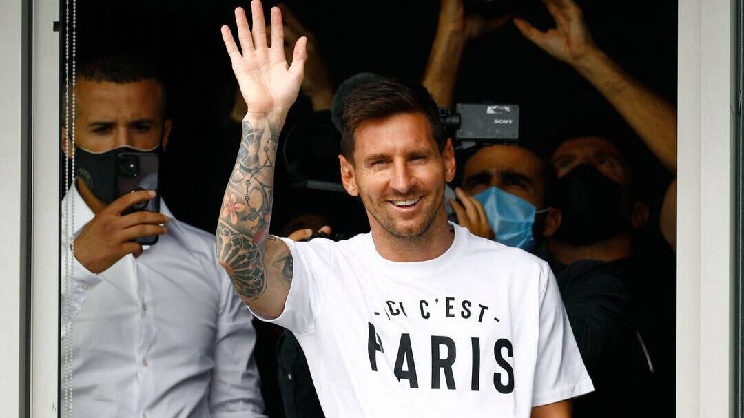 Leo Messi, a su llegada a París