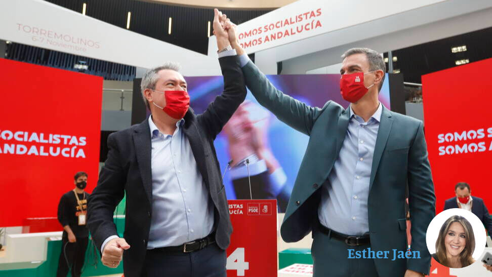 El secretario general del PSOE-A, Juan Espadas y Pedro Sánchez