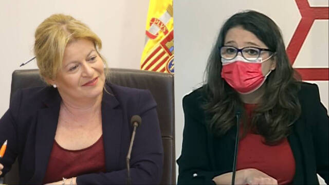 La portavoz de la Diputación de Alicante, Ana Serna, y la vicepresidenta del Consell, Mónica Oltra