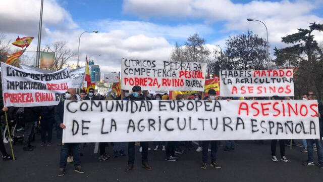 Agricultores valencianos en la protesta de Madrid