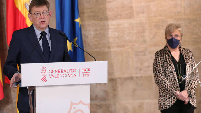 Ximo Puig y Ana Barceló durante una comparecencia de prensa