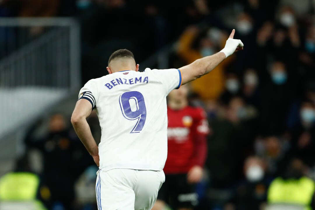 Karim Benzema celebra un gol con el Real Madrid esta temporada.