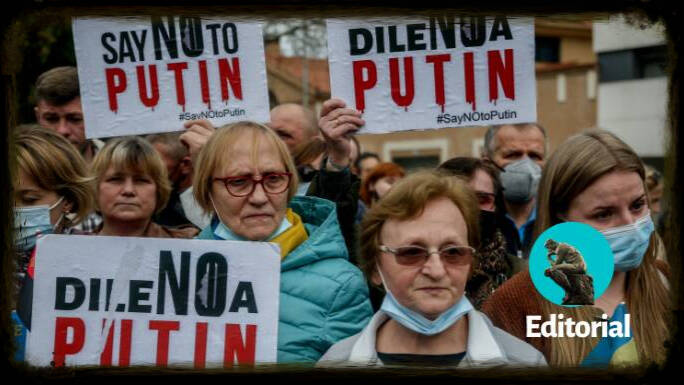 Concentración de ucranianos en Madrid