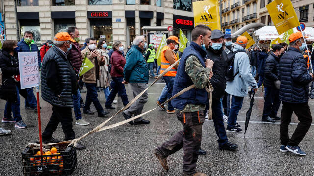 Manifestación de agricultores el 25 de febrero de 2022. Foto: Rober Solsona / Europa Press