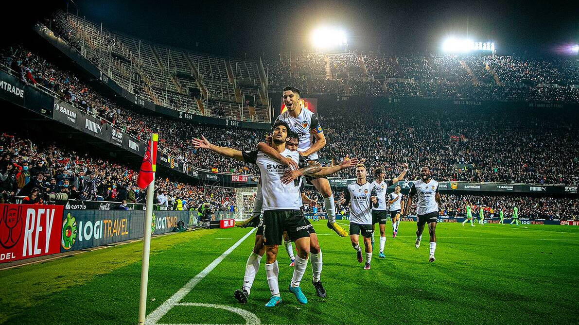 Guedes celebra el gol del Valencia / FOTO: Valencia CF