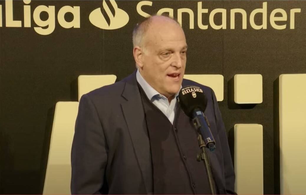 Javier Tebas durante la presentación del acto que potenciará las actividades por Madrid antes de El Clásico.