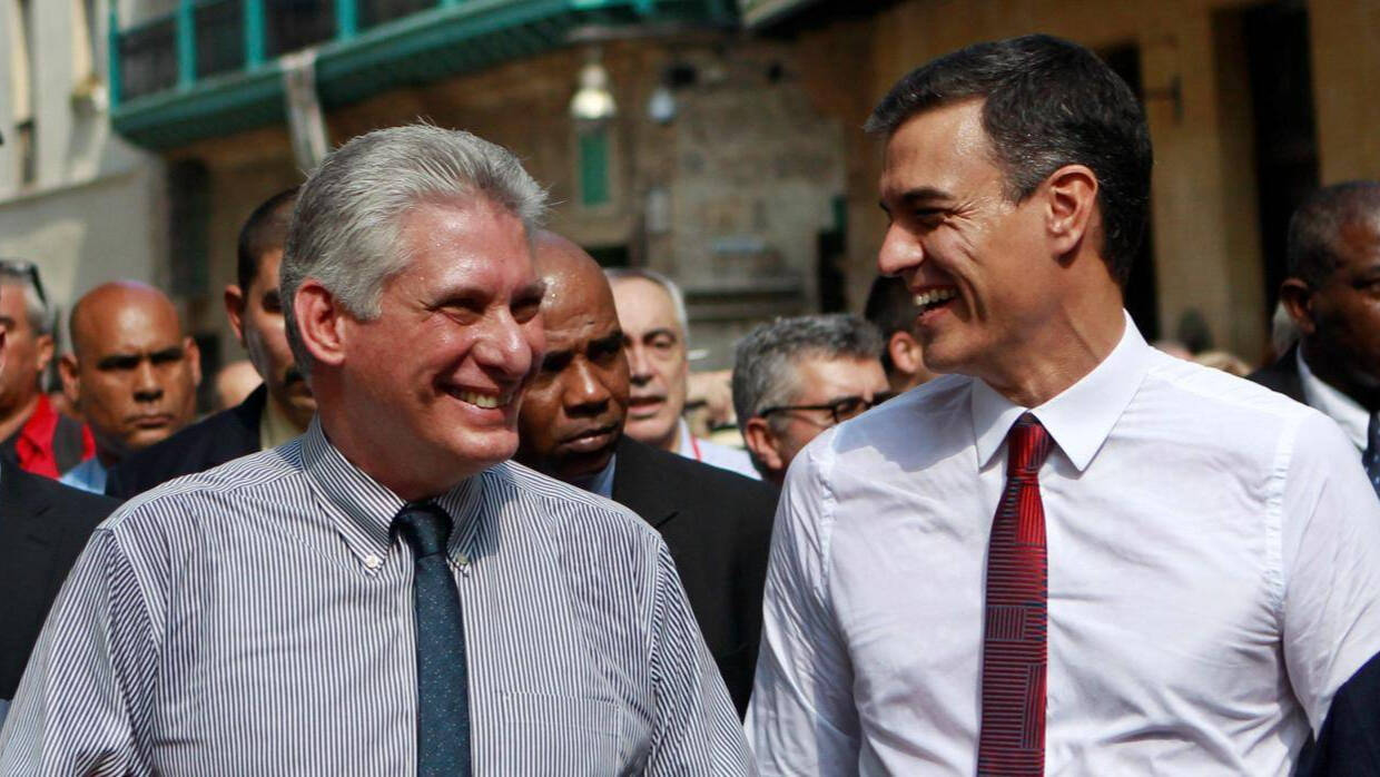 Sánchez y el mandatario cubano Díaz Canel