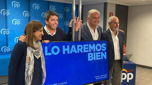 Catalá, Mazón y González Pons presentando el lema del congreso