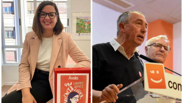 La vicealcaldesa Sandra Gómez (PSOE) y el diputado de Compromís, Joan Baldoví, con Ribó