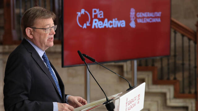 El president de la Generalitat, Ximo Puig, durante el anuncio del 'Plan Reactiva'.