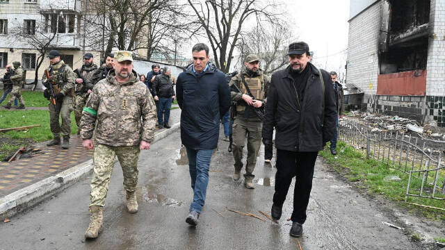 El presidente del Gobierno de España, Pedro Sánchez, en su visita a Kiev