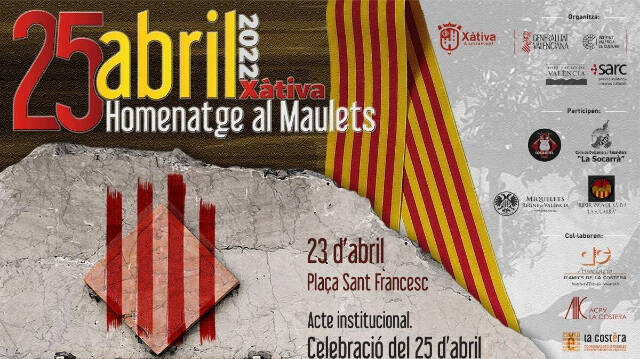 Cartel del acto a los maulets que organiza el Ayuntamiento de Xàtiva