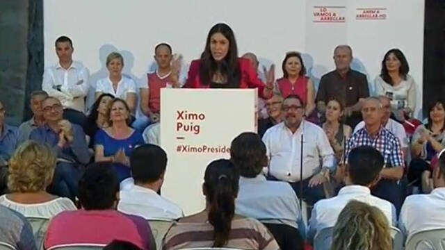 Carolina Gracia durante un mitin electoral en 2019