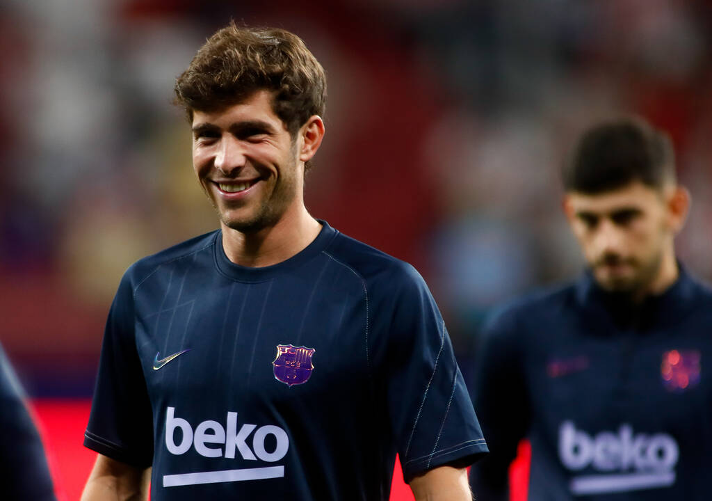 Sergi Roberto sonríe antes de un partido con el Barcelona a principios de esta temporada.