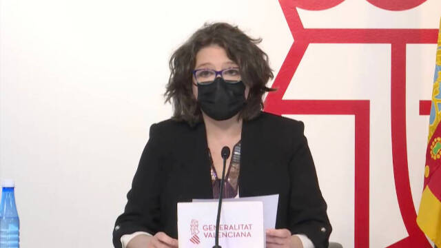Mónica Oltra en la rueda de prensa del Consell