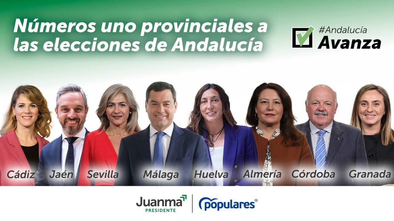 Cartel con los candidatos por provincias del PP a las elecciones autonómicas.