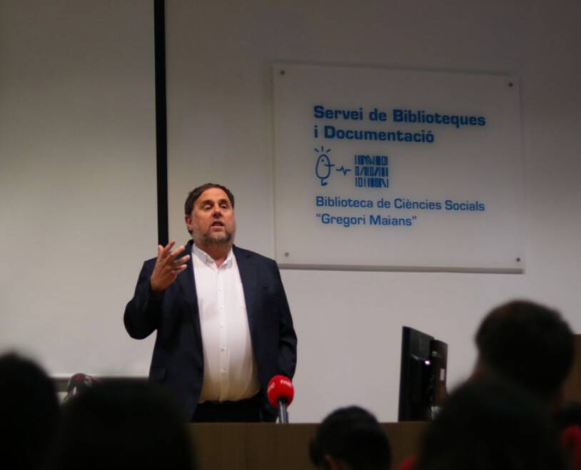 Imagen de Junqueras, durante su visita a Valencia, dando una charla en la UV - ESQUERRA RUPUBLICANA DEL PAÍS VALENCIA