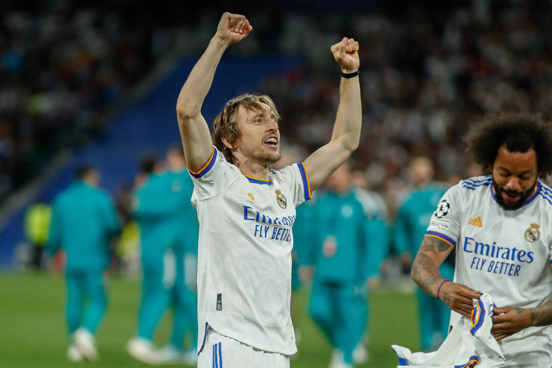 Modric celebra la clasificación a la final de la Champions.