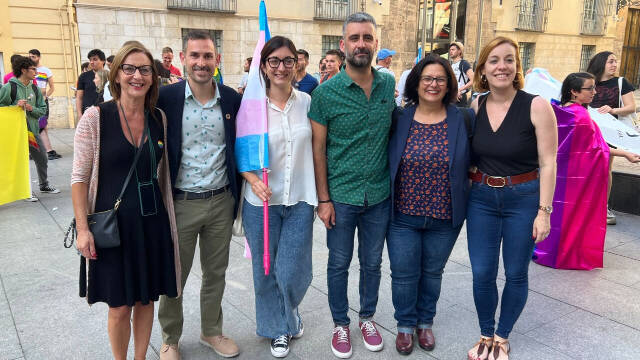 Concejales de Compromís del Ayuntamiento de Valencia en un acto de su partido. 