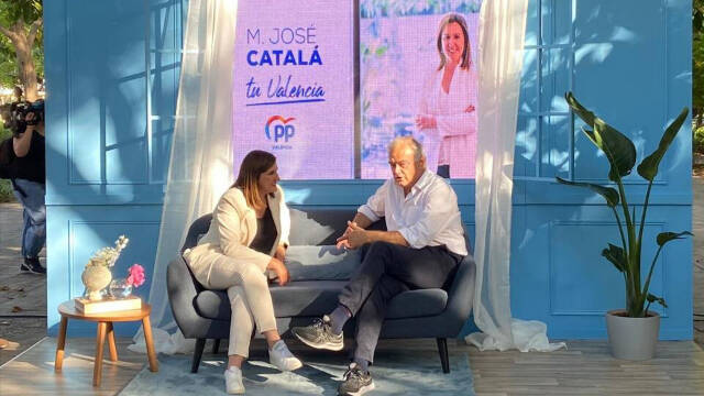Catalá y González Pons con la ventana del PP a Valencia