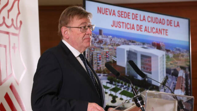 El presidente de la Generalitat, Ximo Puig, en la presentación del proyecto de la nueva Ciudad de la Justicia de Alicante.