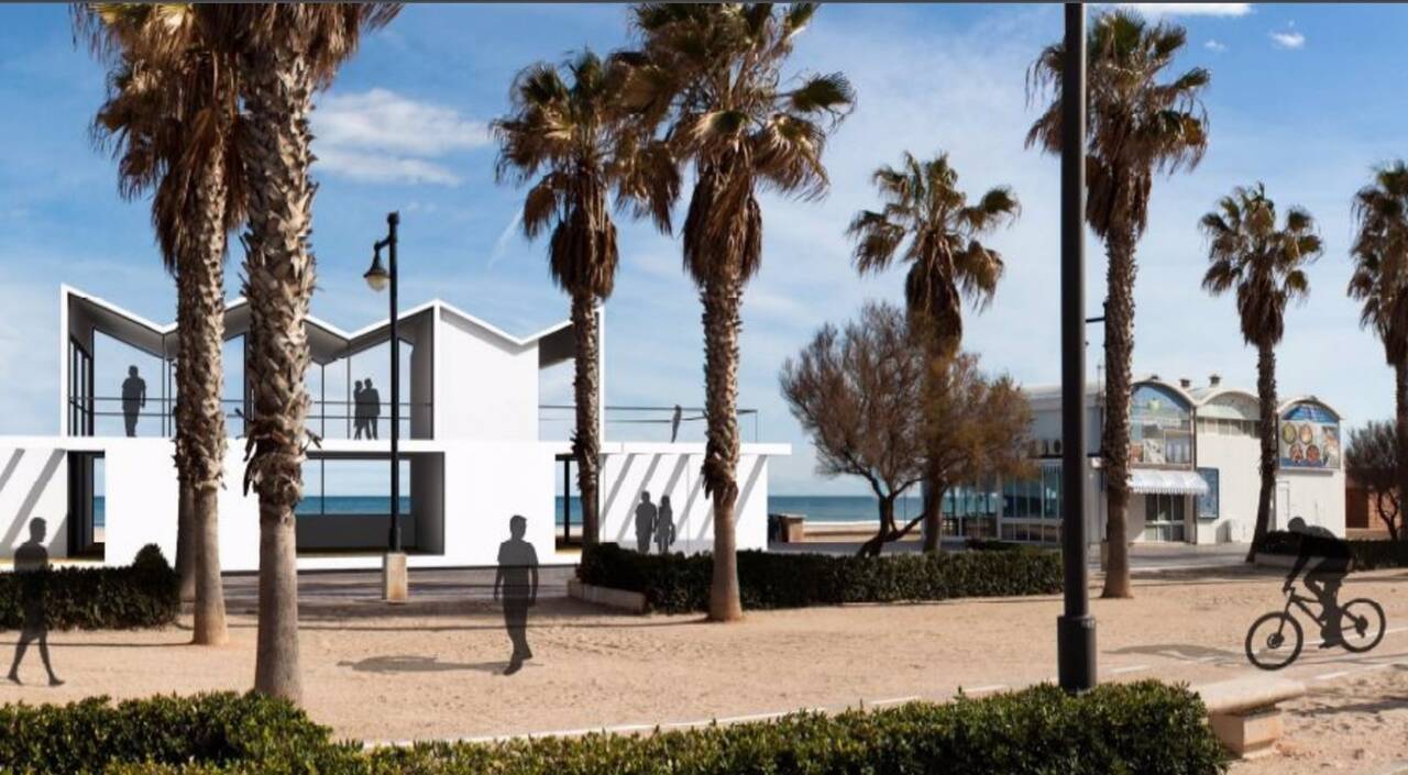 Recreación con la imagen de los restaurantes del Paseo Marítimo de València en su estado actual y tras la reforma prevista. - DESARROLLO Y RENOVACIÓN URBANA, VALÈNCIA
