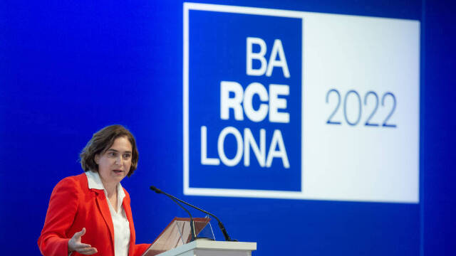 La alcaldesa de Barcelona, Ada Colau, durante su intervención en la jornada inaugural de la XXXVII Reunió Cercle d’Economia.