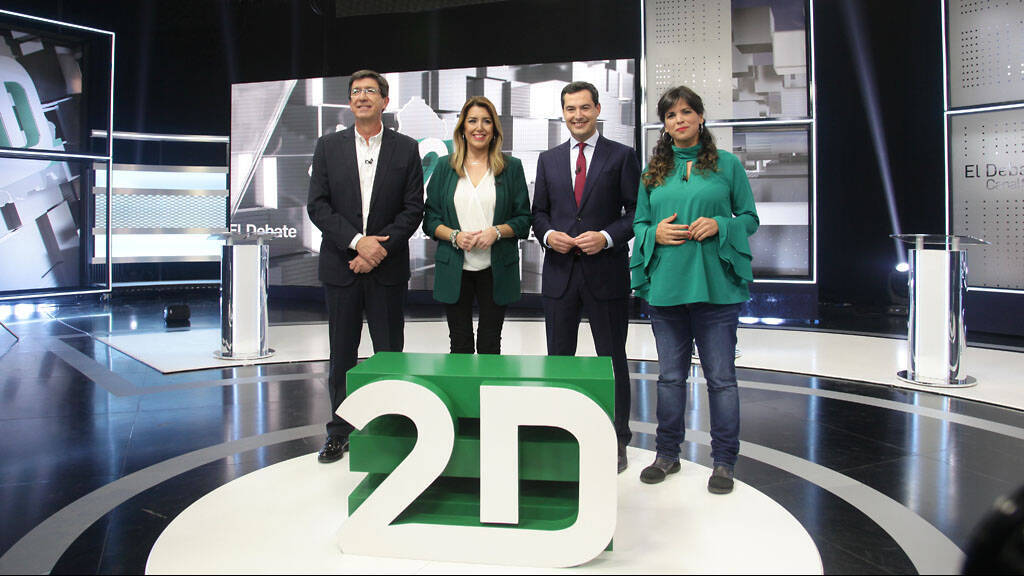 Debate celebrado en 2018 con los cuatro candidatos a ocupar la Junta de Andalucía.