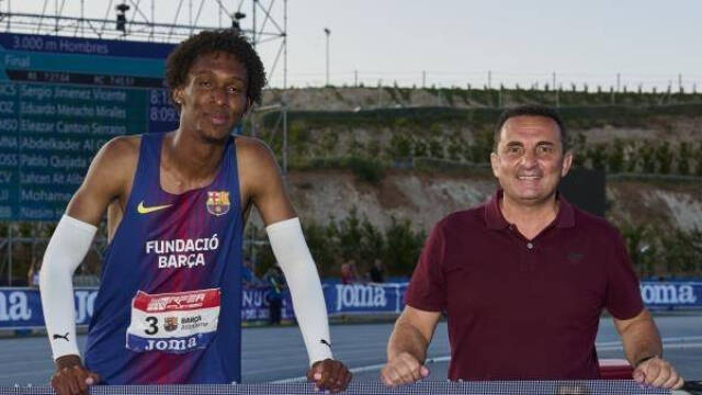 El atleta Jordan Díaz y el alcalde de La Nucía Bernabé Cano