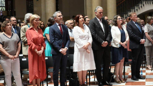 El gobierno valenciano en el pasado acto del Estatuto, con la consellera Rosa Pérez encargada de organizar en el centro