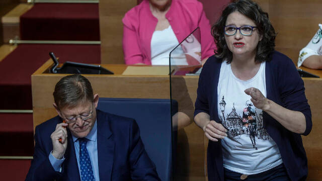 Ximo Puig y Mónica Oltra en la sesión de control al gobierno valenciano