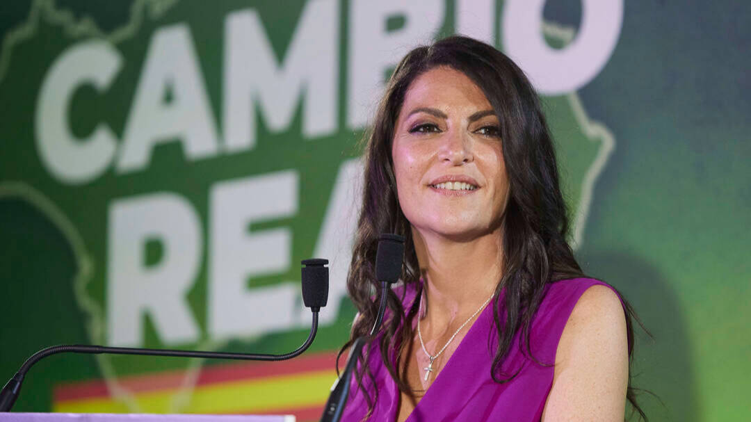 La candidata de Vox, Macarena Olona, tras los resultados del 19J.