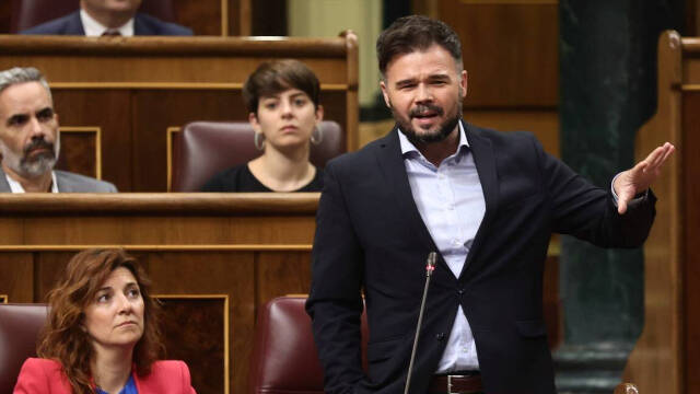 El portavoz de Esquerra Republicana (ERC) en el Congreso, Gabriel Rufián, interviene en una sesión de control, en el Congreso de los Diputados.