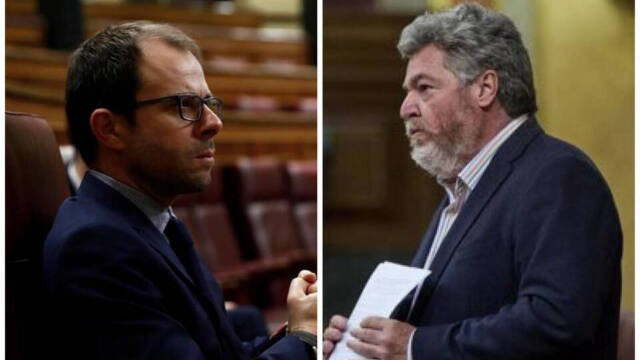 El diputado del PSOE, Daniel Vicente Viondi, y el de Podemos, Juan López de Uralde