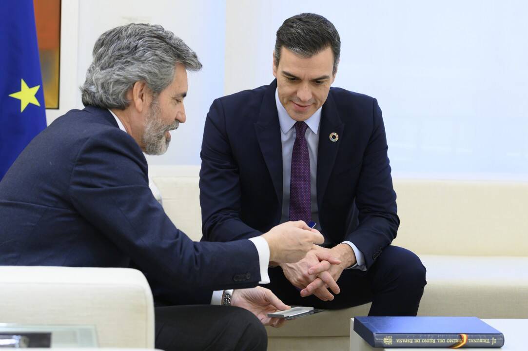 El presidente del Supremo, con Pedro Sánchez en La Moncloa.