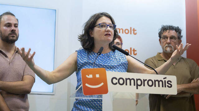 Mónica Oltra en la rueda de prensa de su dimisión